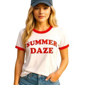 DEFECT (spot on front) Pink Victoria's Secret Size Medium White Ringer t-shirt